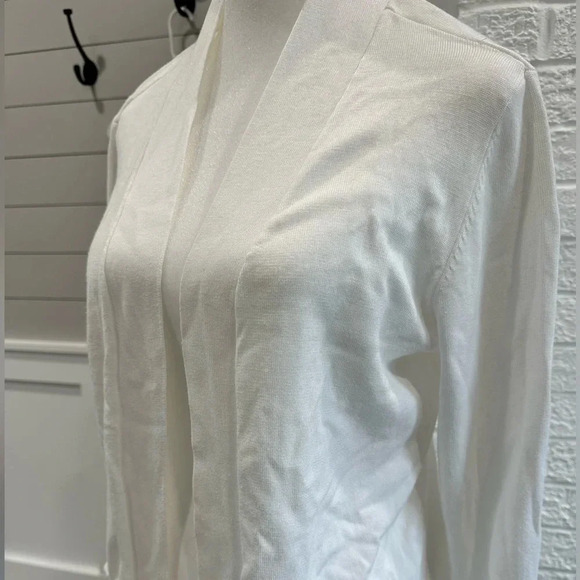 Karen Scott Off White Long Sleeve Soft Open Front Cardigan Sweater Large - Picture 5 of 8